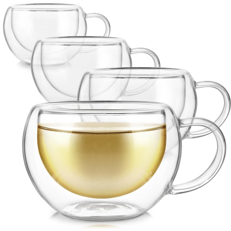 Teabloom Modern Classic Insulated Cups â€“ 6 oz / 200 ml â€“ Set of 4 Double Walled Glass Cups for Tea or Espresso - Image 1